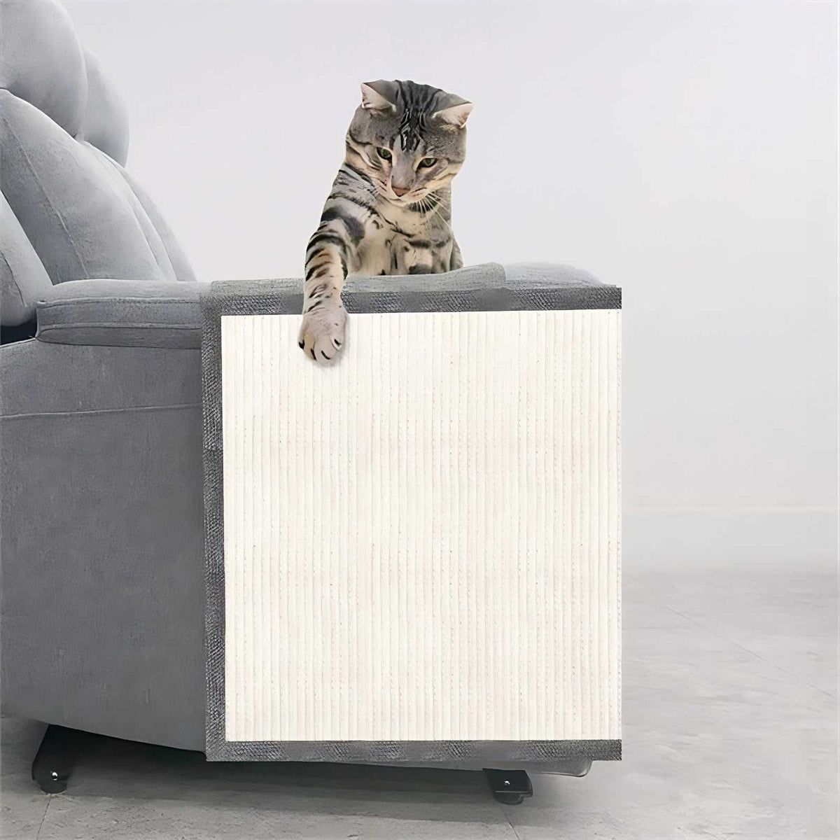 Cat scratch sofa protector made of natural sisal and linen