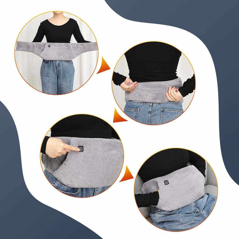 Electric heating waist belt providing targeted warmth and hand pockets