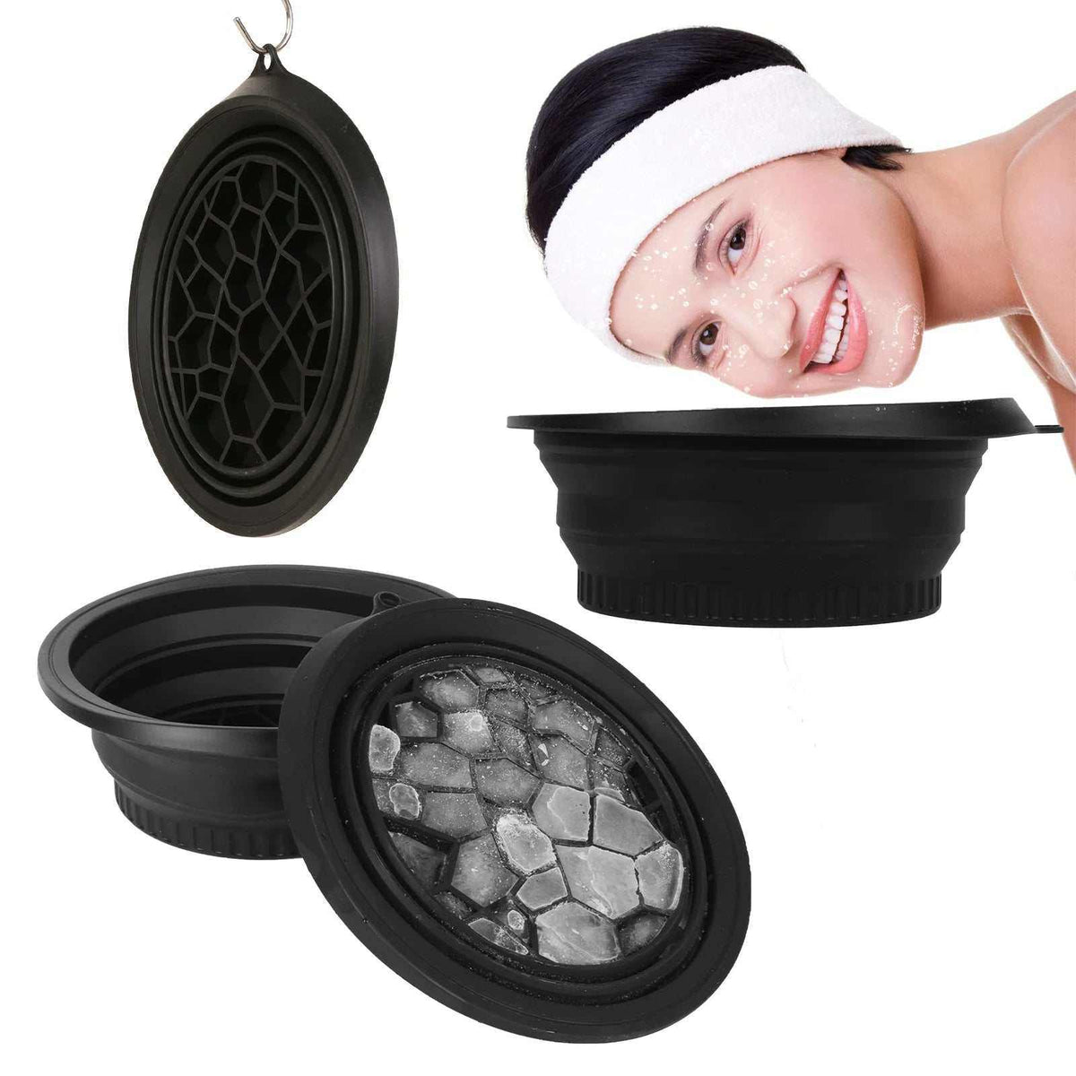 Facial ice bath bowl for full-face cold therapy and skincare