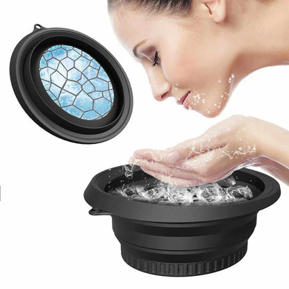 Collapsible BPA-free facial ice bath bowl for cold therapy skincare