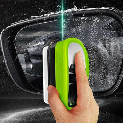 Green Oil Film Wipe cleaning car windshield with built-in brush and hydrophobic coating