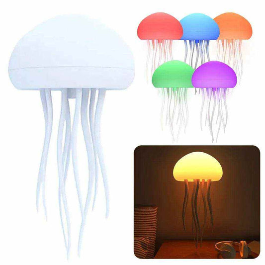 Jellyfish night light with color-changing LED and floating jellyfish