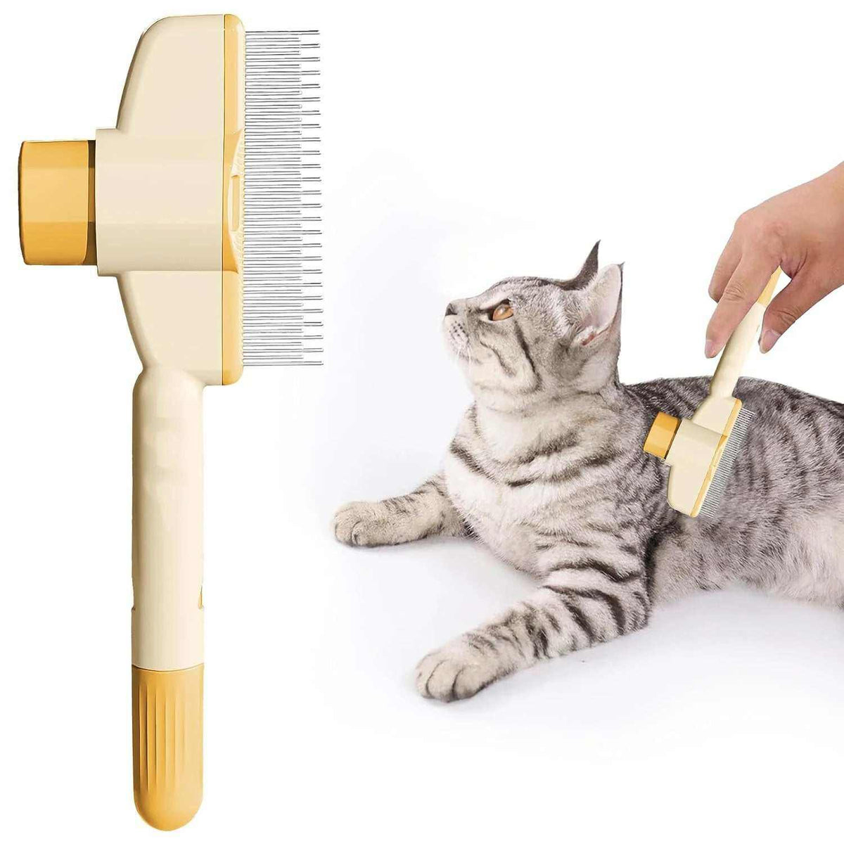 Pet hair and flea comb with dense and mixed bristles for grooming