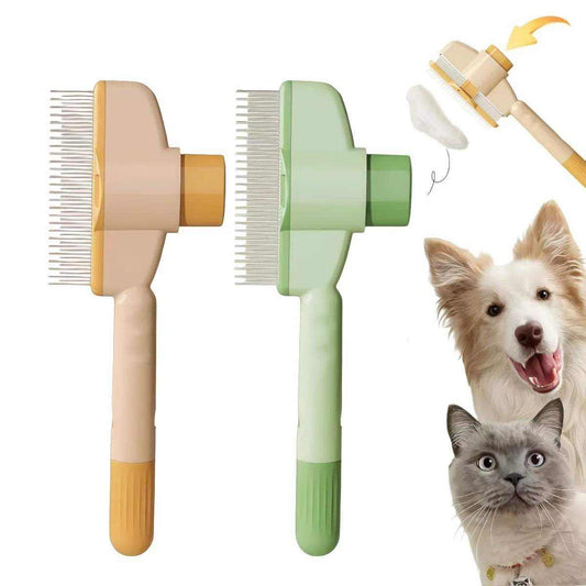 Pet hair and flea comb with dense and mixed bristles for effective grooming