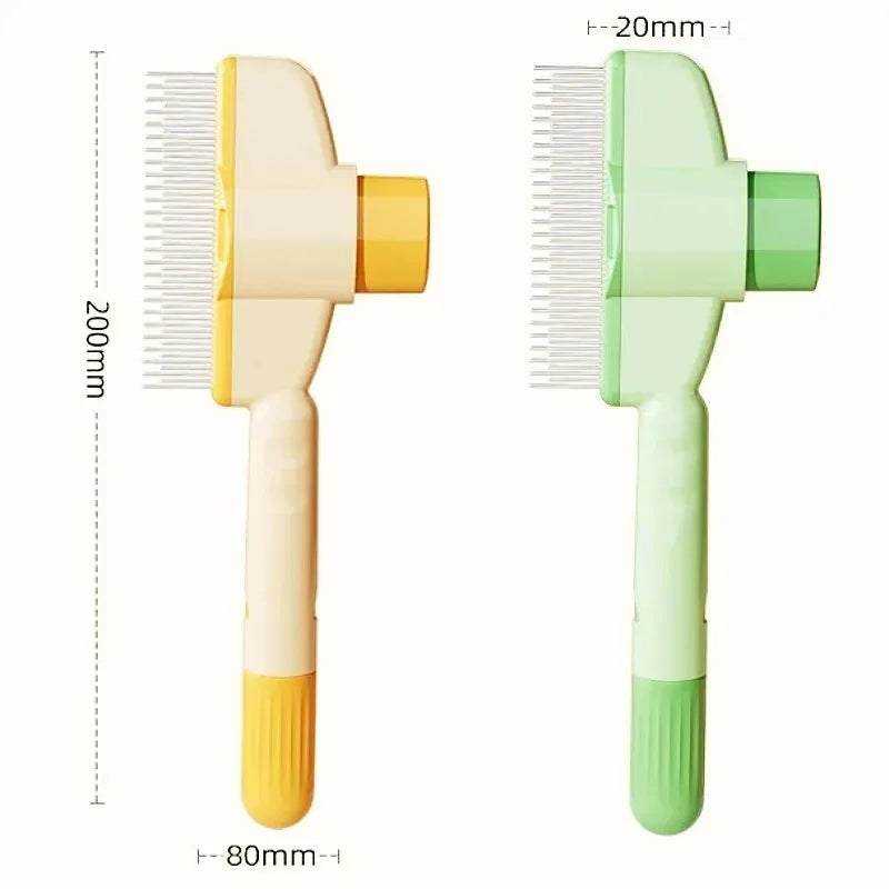 Pet hair and flea comb with self-cleaning and dual-style teeth for gentle grooming