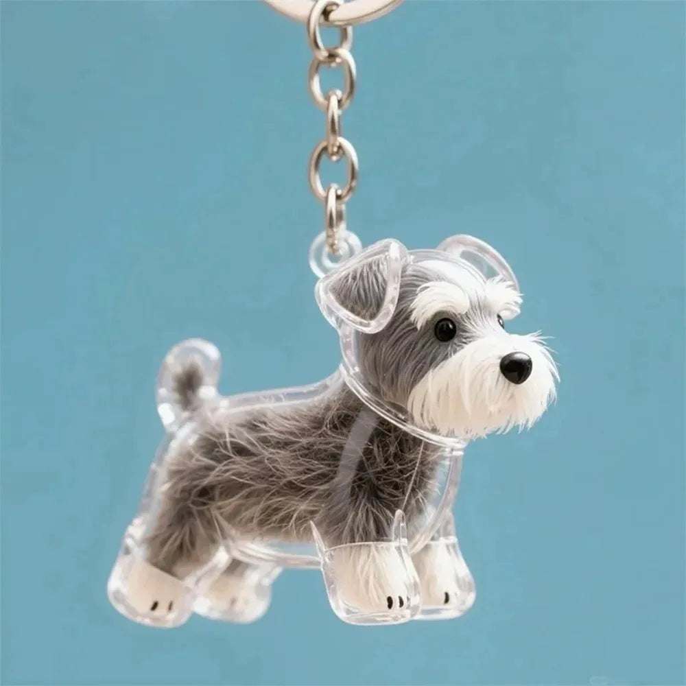 Pet hair keepsake keychain with clear capsule and dog-shaped design
