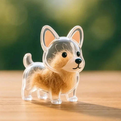 Pet hair keychain with clear capsule and dog-shaped design
