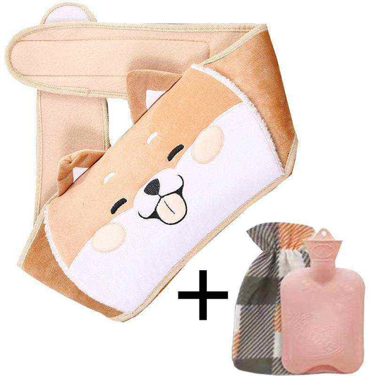 Waistband with hot water bag wrapped around waist for pain relief