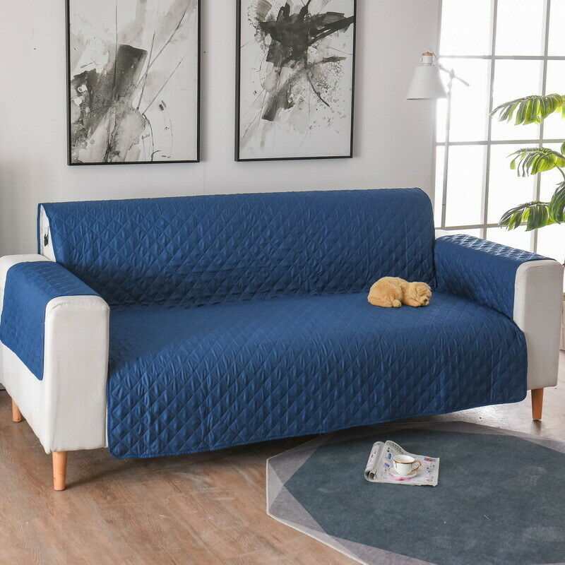 Waterproof couch cover protecting sofa from dog