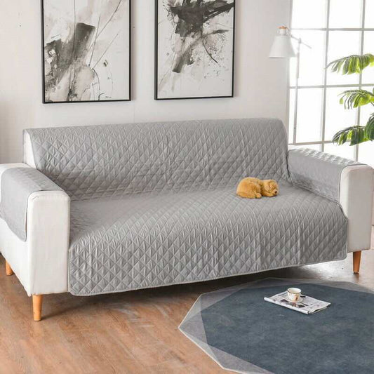Waterproof couch cover protecting sofa from dog fur and spills