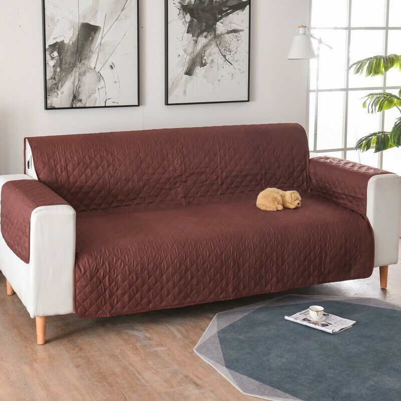 Waterproof couch cover protecting sofa from dog messes